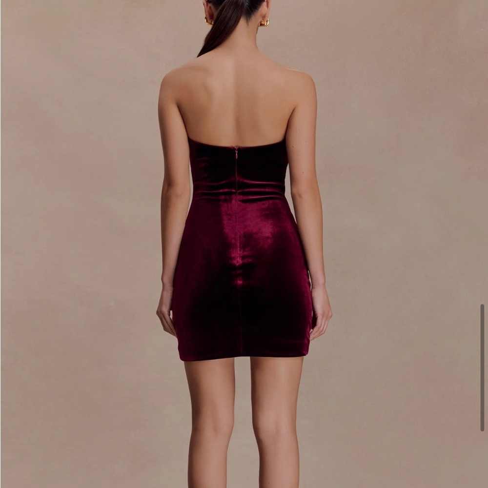 Paulina Velvet Strapless Mini Dress - Wine - Picture 2 of 2